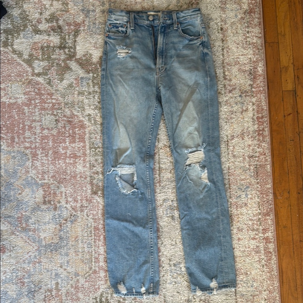 MOTHER Distressed Blue Jeans